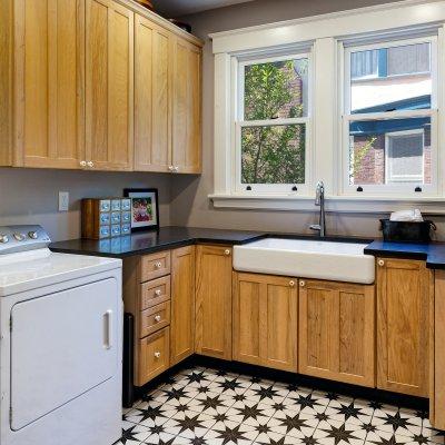 Original kitchen converted to first floor laundry room Wilcox Architecture